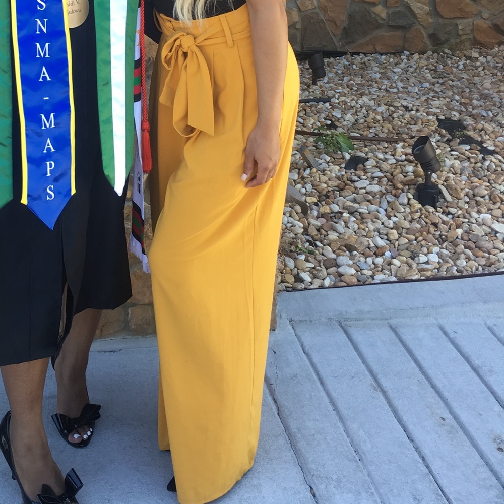 Yellow wide leg pants